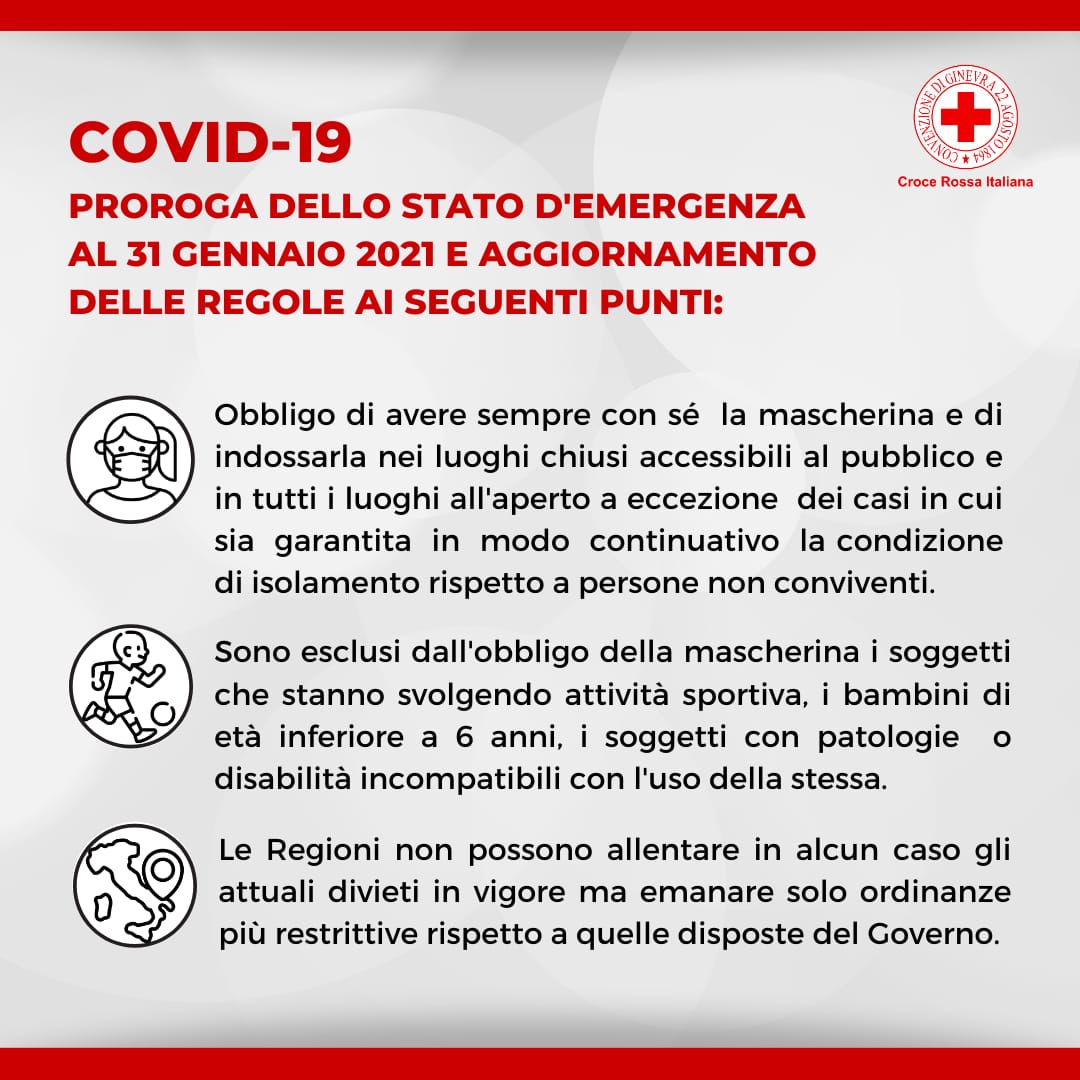 Coronavirus: prorogato lo Stato di Emergenza al 31 gennaio 2021